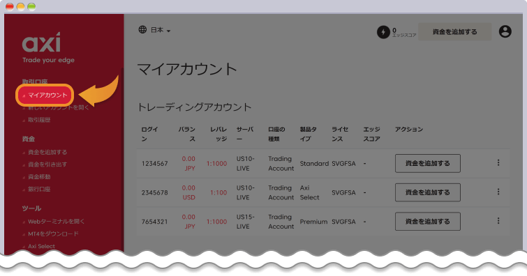 アカウントをチェックする